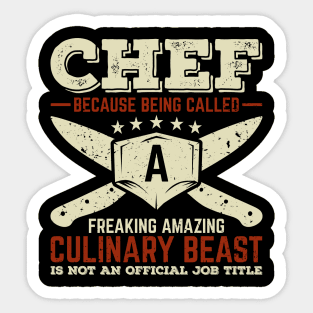 Funny Chef De Cuisine Cook Gift Sticker